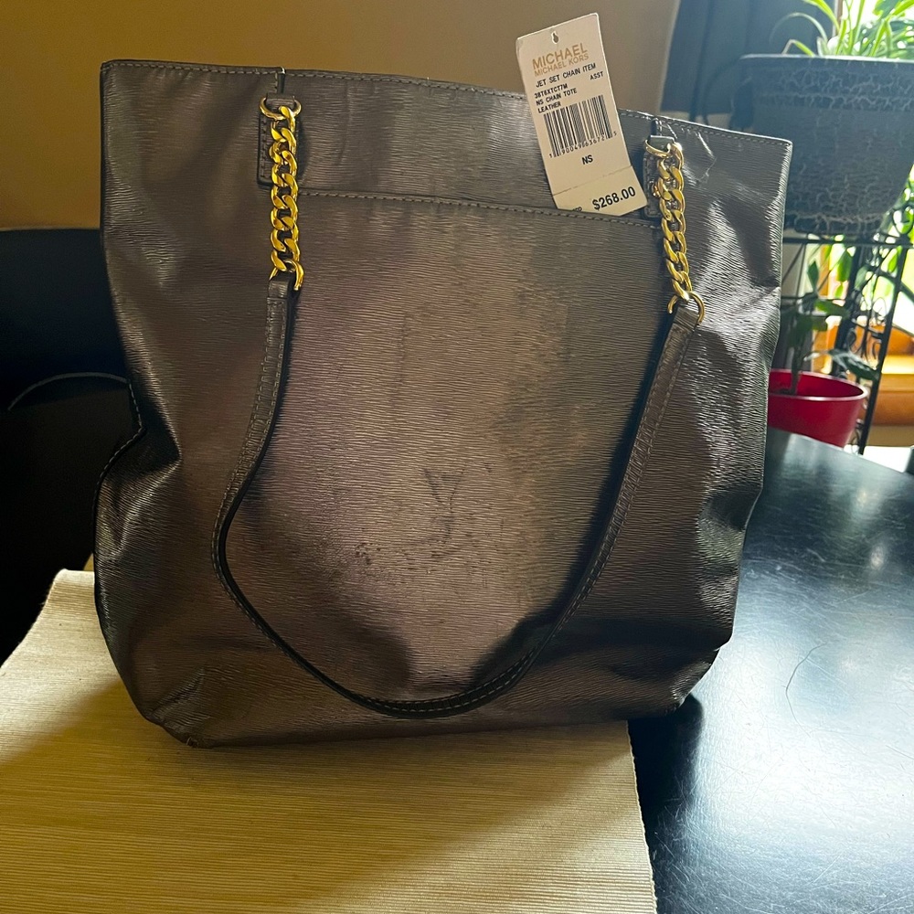 Silver Michael Kors tote